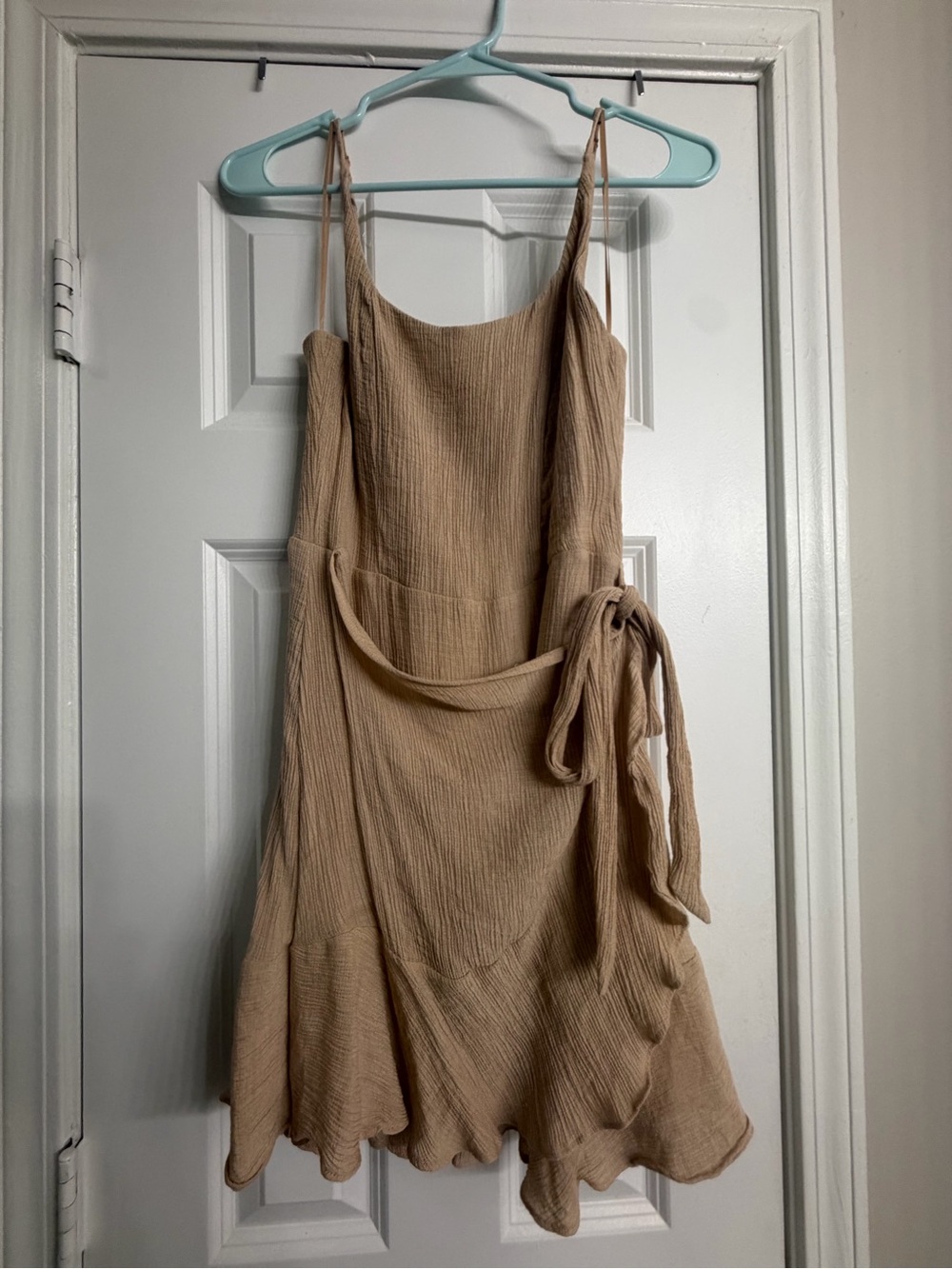 Gianni Bini Beige Tie-Waist Mini Dress